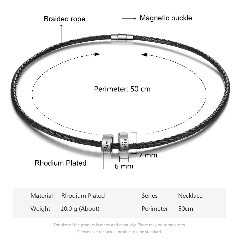 Персонализированные плетеные веревки ожерелье для мужчин и женщин