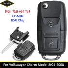 Пульт дистанционного управления DIYKEY 7M3, 959, 753, 433 МГц, 2 кнопки, для VW Sharan, модель 2004-2008, 7M3959753 ID48, чип HU66