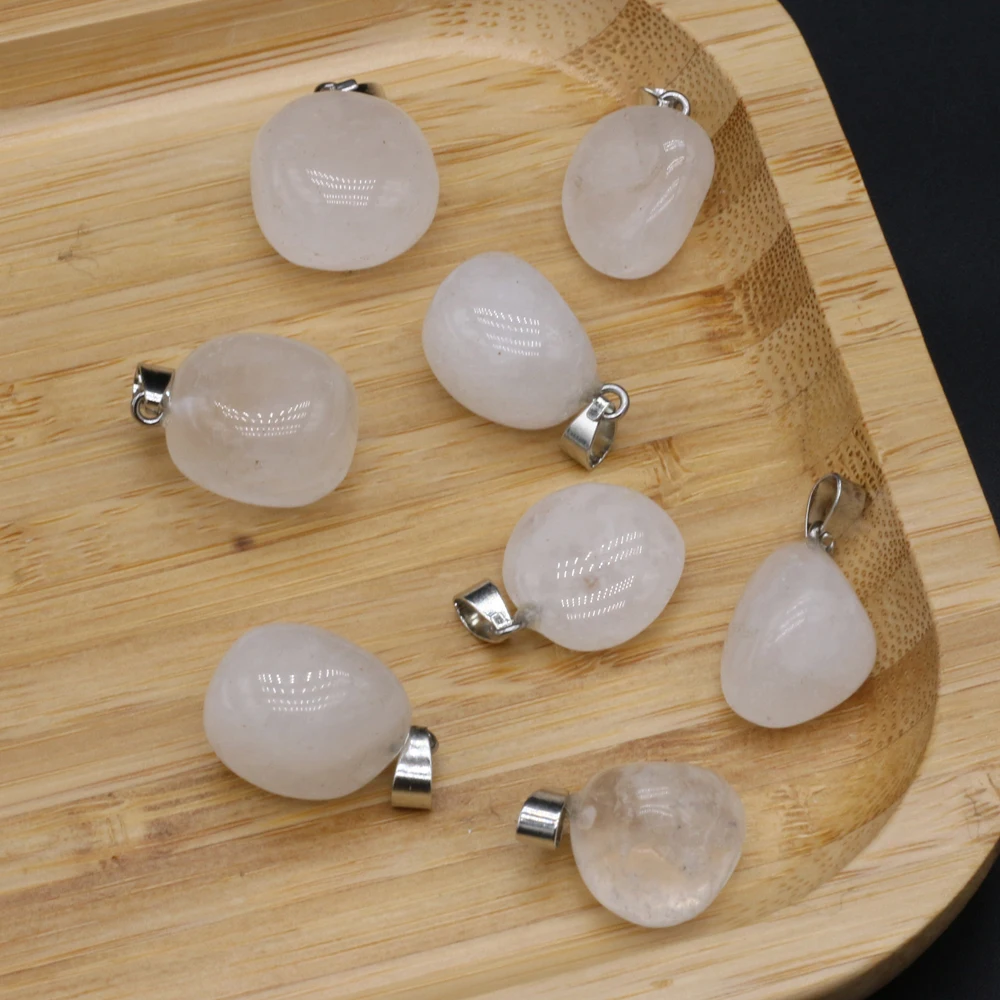 

wholesale Natural Semi-precious Stone Clear Quartz Irregular Shape Pendant Fine Necklace Earrings for Jewelry Making Gift 20PCS