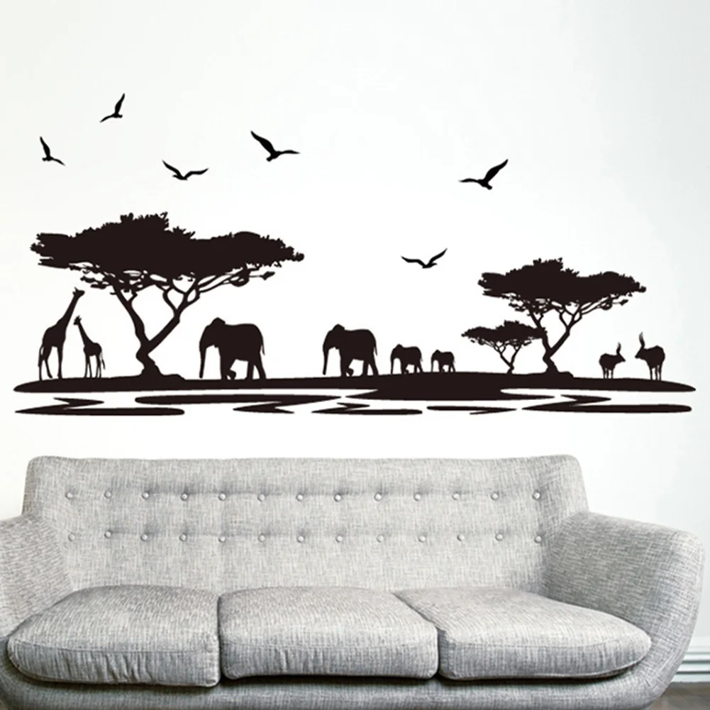 Съемный Декор искусство Африканские животные сделай сам клей легко наносится