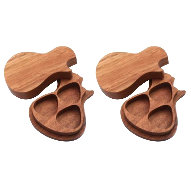

2Pcs Wooden Guitar Picks Case Plectrum Box Wood Guitar Pick Box Guitar Pick Box Wooden for Guitar Picks Storage