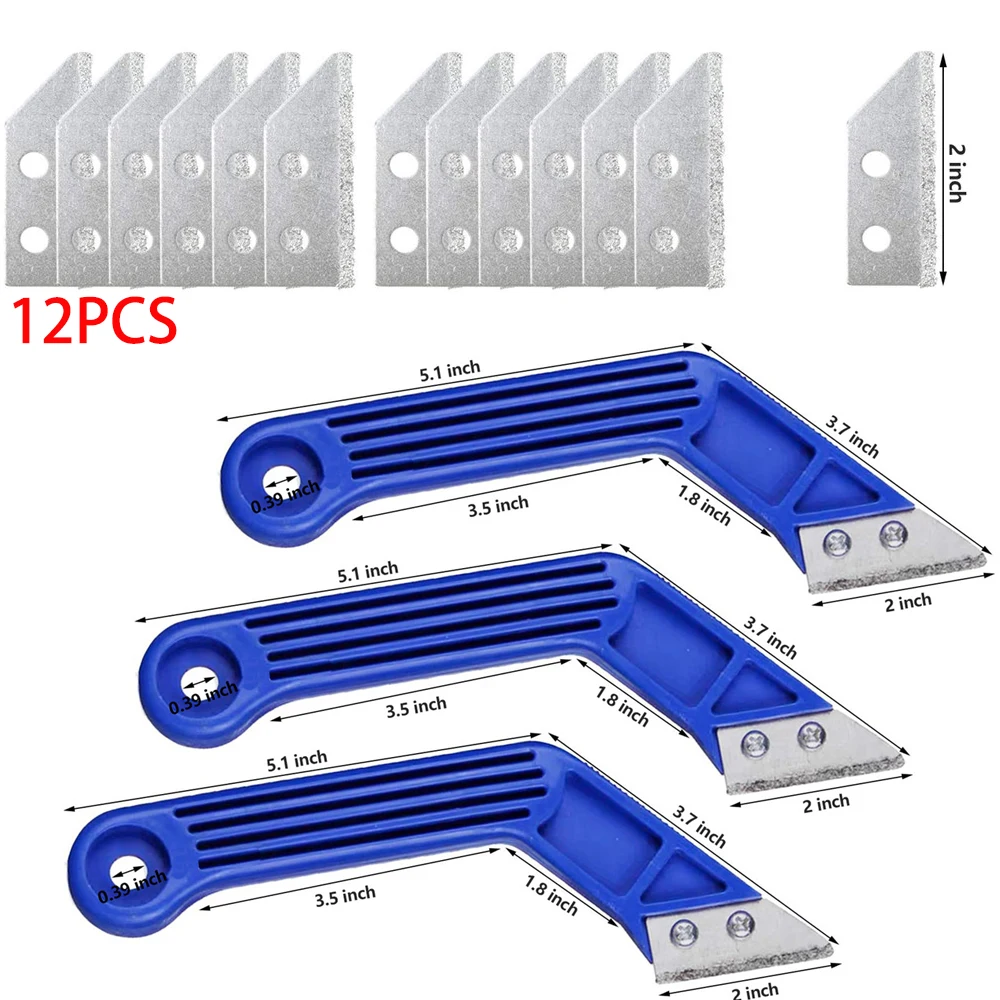 

3 Pcs Tile Grout Saw Angled Engineering Plastic Handle Grout Saw With 12 Pcs Replacement Extra Blades Tile Cleaning Grout Tools