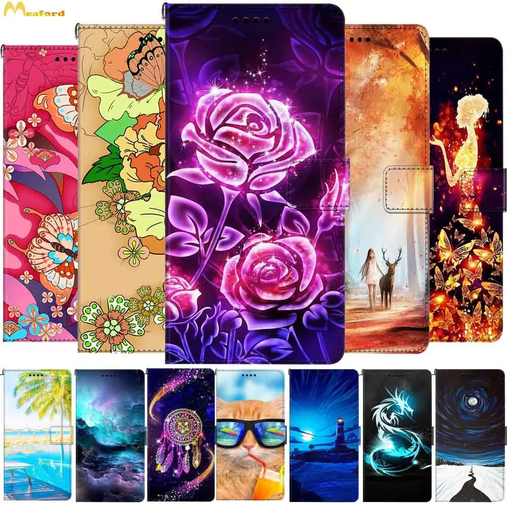 Leather Cases For Huawei Mate 20 pro 10 9 Mate20 Lite Wallet Flip Book Covers Mate10 9 Pro Luxury Phone Bags Card Slots Cute TPU