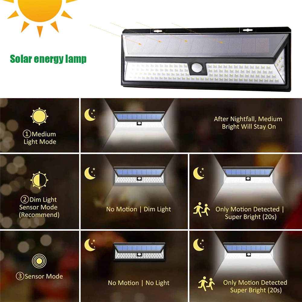 118 светодиодный светильник на солнечной батарее с датчиком движения Уличный