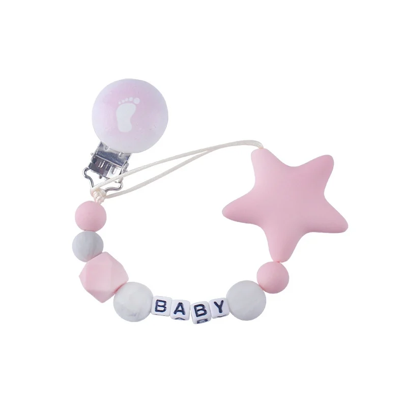 

Infant Pacifier Chain Clip Children Cartoon Crown Pacifier Beaded Chain Teether Baby Molar Gift