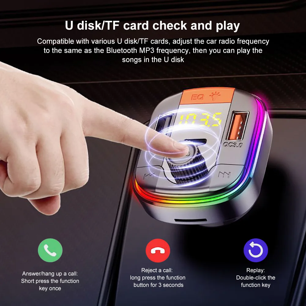 AOSHIKE PD + QC3.0 FM передатчик автомобильный комплект MP3 музыкальный плеер Bluetooth 5 0 AUX