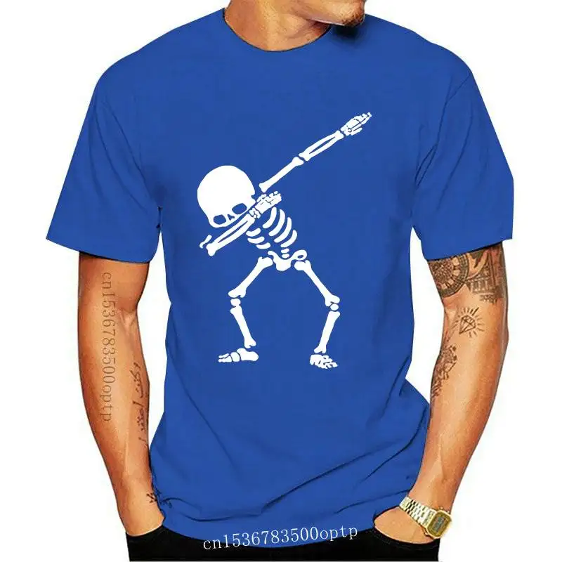 

2021 Hip Hop Dabbing Skeleton Mens T-Shirt Punk Black Shirts Men Funny Skull T Shirts