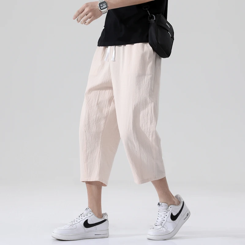 

Cotton Harem Pants Men 2021 Men Women Hip Hop Plus Size Calf-Length Pants Joggers Solid Chinese Style Casual Pants Men Trousers