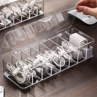 plastic cable storage box with lid cover power cord organizer desk electronics storage case charging cable buckle jewelry box