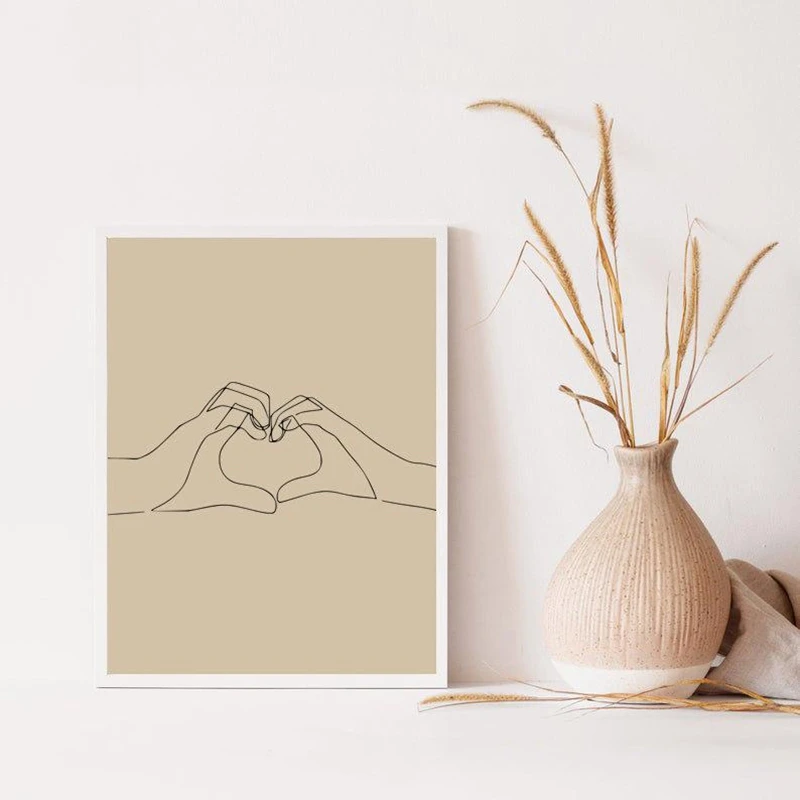 Постер ручной работы с принтом сердца оригинальный минималистичный постер для