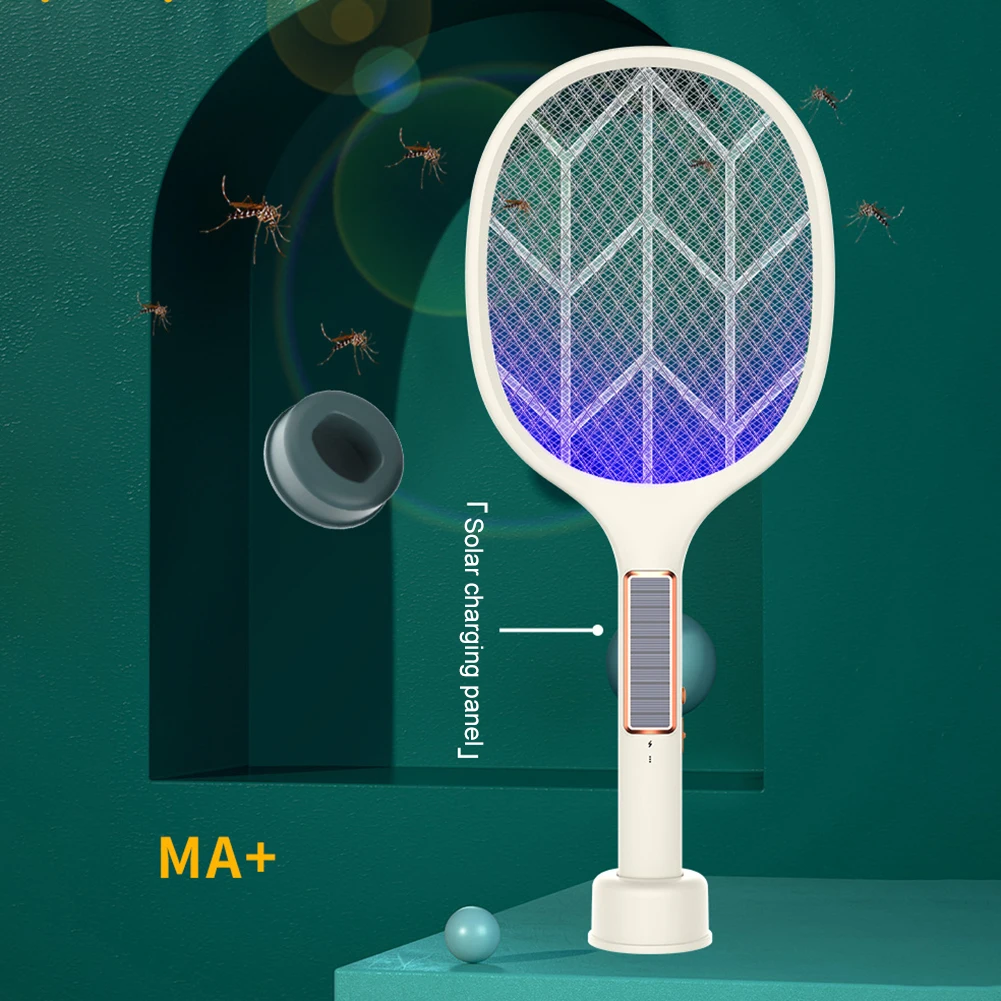 

Racket Insects Killer Stun Useful Smart Light Control Zapper Killer Insect Racket Solar Electric Mosquito Swatter