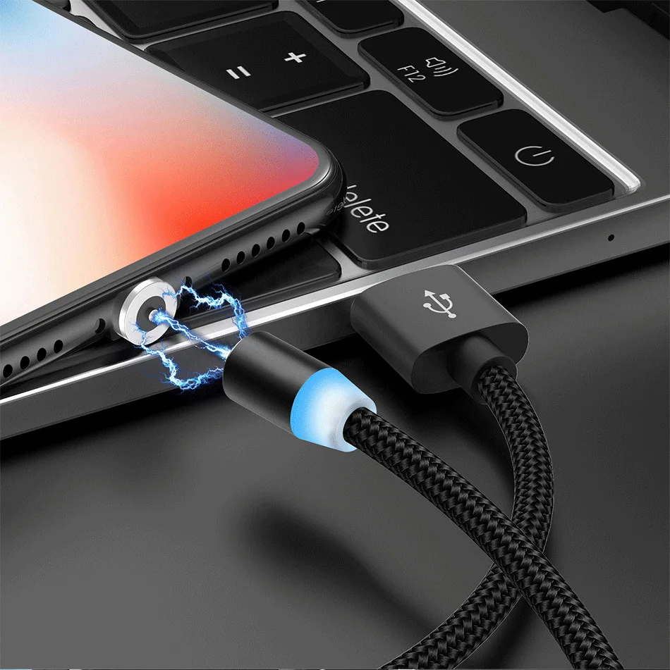 Магнитный USB кабель 1 м 2 4 А Micro Type C со светодиодной подсветкой магнитная лента