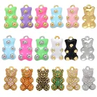 QMHJE эмалевые шармы в виде медведей, конфетные цвета, подвеска, ожерелье, браслет, серьги, женское колье, CZ, мощеное неоново-зеленое ювелирное изделие, аксессуары, сделай сам