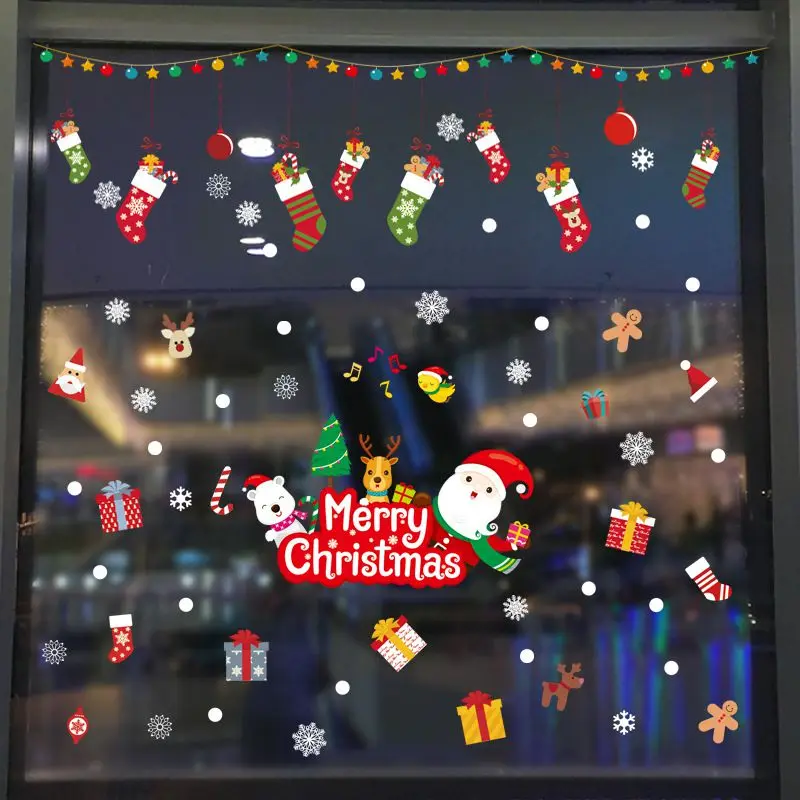 SR 1 Navidad, сделай сам, оконная пленка, Рождественская наклейка, украшение на Хэллоуин, оконная наклейка, рождественские украшения, ПВХ, новогоднее стекло, Мура - Цвет: SR 1