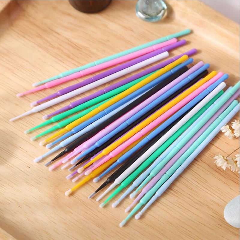 100pcs Наращивание ресниц Microbrush аппликаторы для хлопок кисточка палочка клей
