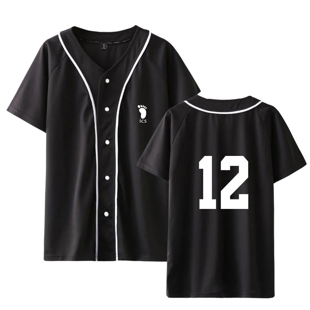 

Anime Haikyuu Baseball T Shirt Men Karasuno High School Baseball Uniform Sportswear Short Sleeve Street Hip Hop Baseball Jersey