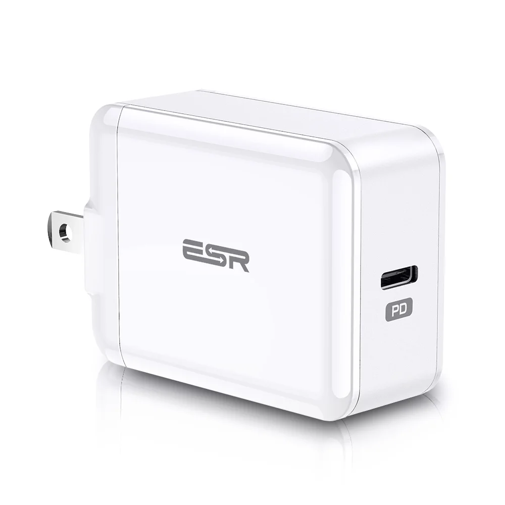 ESR USB C зарядное устройство 18 Вт, зарядное устройство со складной вилкой типа C PD зарядное устройство для iPhone XS/XR/XS Max iPad Pro samsung - Тип штекера: США