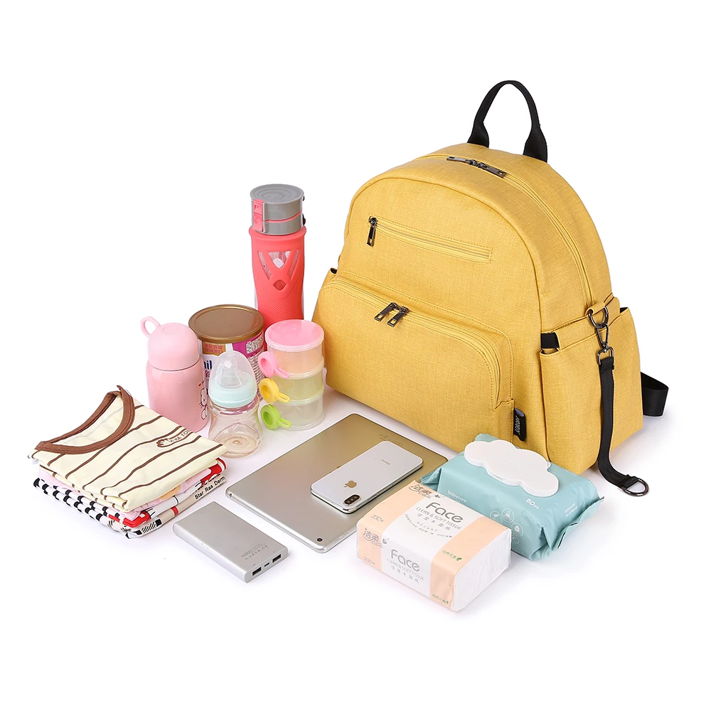 Стильная многофункциональная сумка для подгузников мам желтая