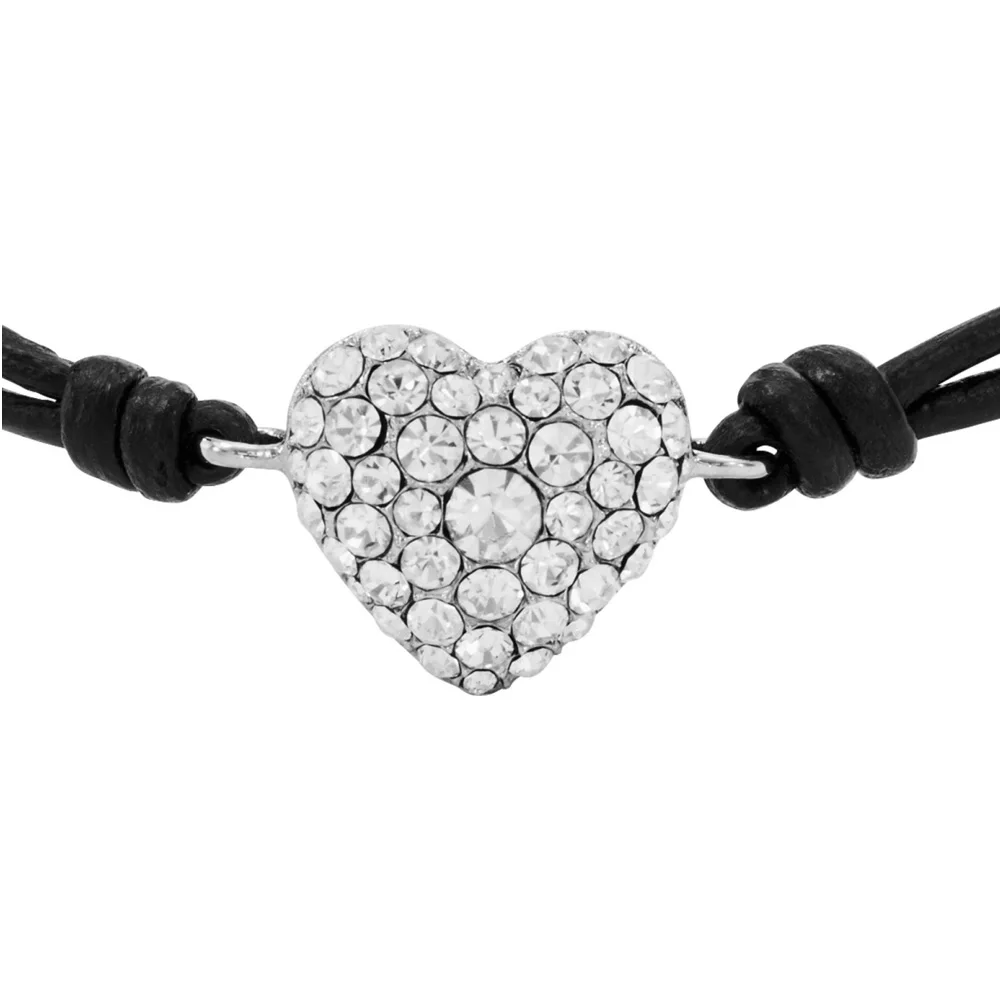 

Fossil JF01206-040 Heart Womens Bracelet Bangles Fashion Jewelry Leather Black Birthday Gift for Womens