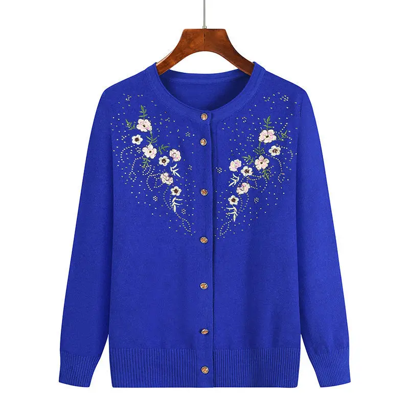 Женский винтажный трикотажный кардиган на пуговицах свободный свитер с вышивкой