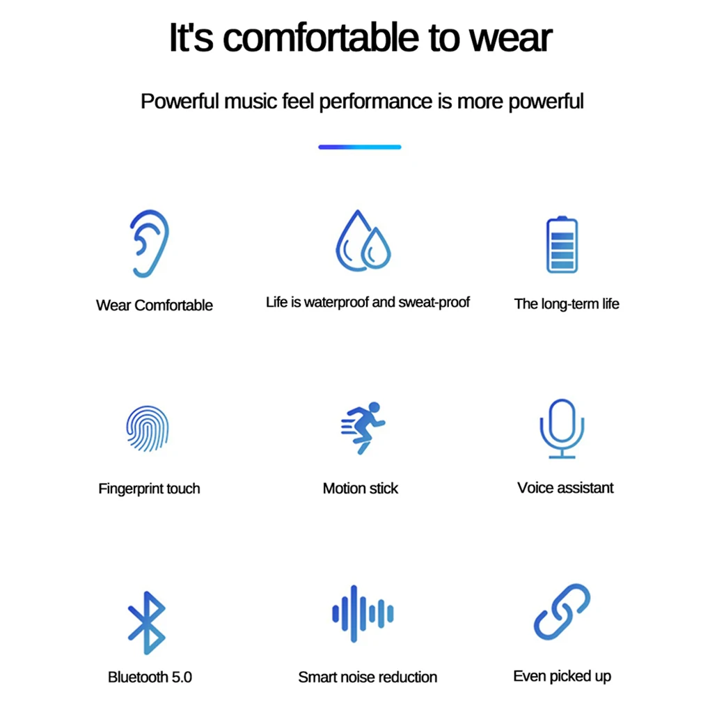 

Bluetooth 5.0 Earphone 8D Stereo Hi-fi Smart Wireless Earphone Touch Control Sport Headset for Xiaomi Huawei Samsung