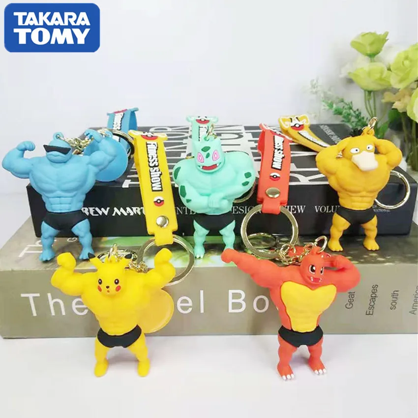 

TAKARA TOMY Kawaii Мультфильм мышечный Пикачу Psyduck чармандер Сквиртл экшн-фигурка брелок автомобильный брелок сумка Подвеска игрушки