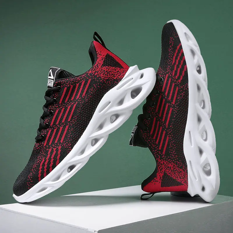 

Red Ultralight Blade Sneakers Men Lace-up Casual Shoes Men Mesh Breathable Training Shoes Male Large Size 46 zapatillas hombre