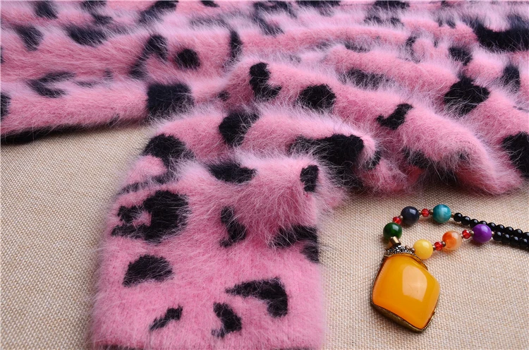 

Top mujer female heavy thick colored printing mink cashmere long loose cardigans angora fur knitted jacket winter warm clothing