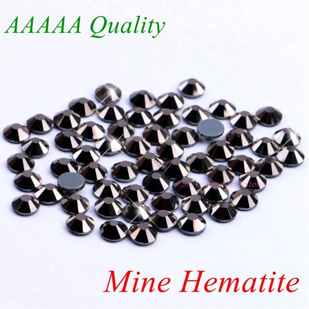Стразы горячей фиксации AAAAA Mine гематит SS6 SS10 SS16 SS20 SS30 стеклянные кристаллы с