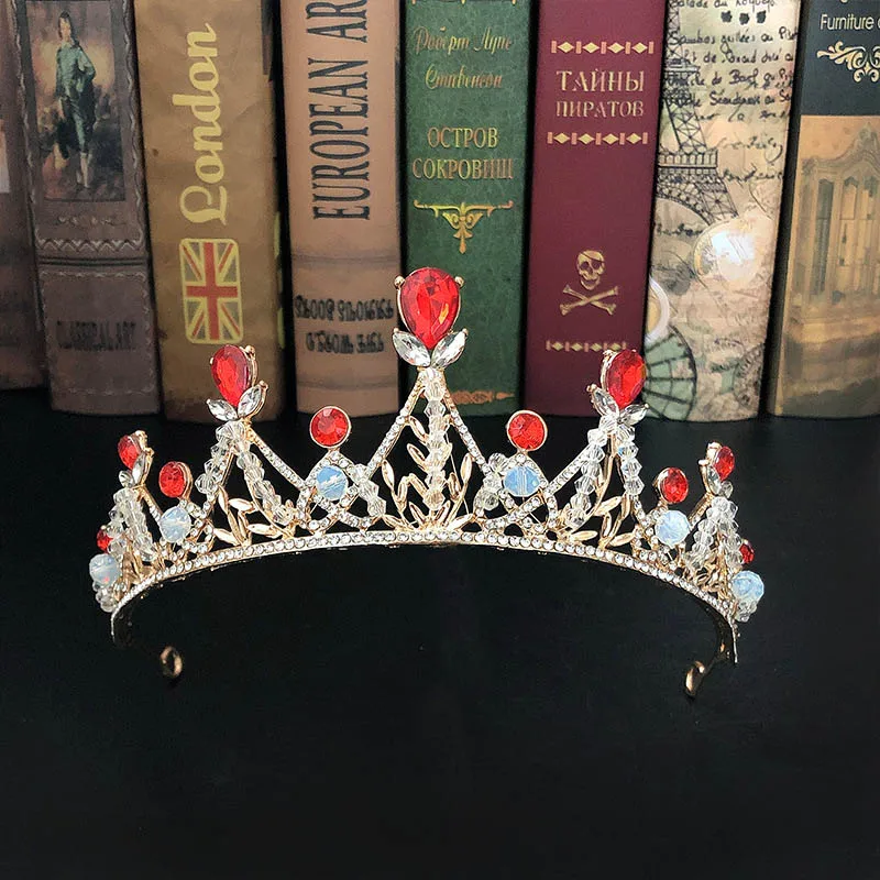 Свадебные украшения для невесты ручной работы сверкающий золотой цвет красная