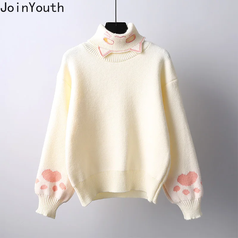 Пуловер женский вязаный с высоким воротником и рукавами-фонариками | Женская