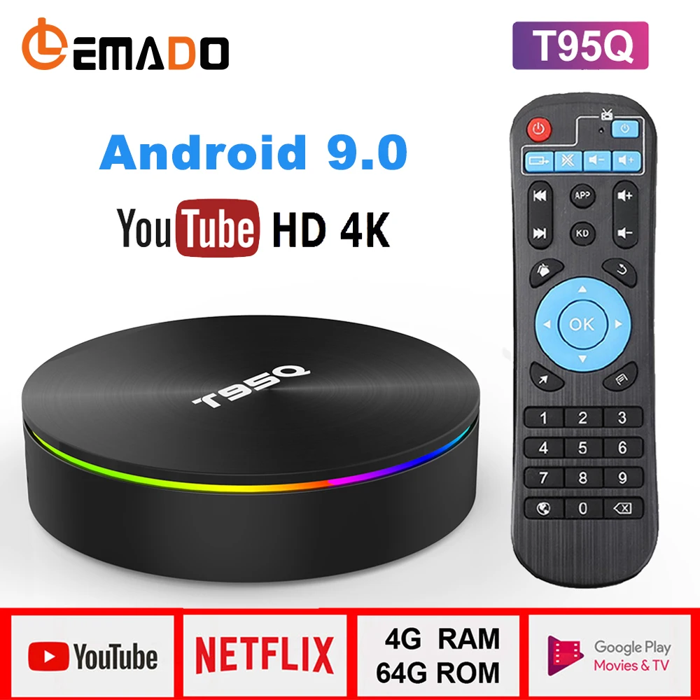 Lemado T95Q TV BOX Android 9 0 S905X2 4 Гб ОЗУ 64 ПЗУ поддержка 4K 2 4G + 5 8G Dual WIFI Bluetooth 1 Smart Box