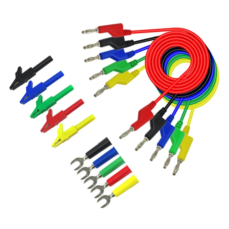 

4mm Banana to Banana Plug Stackable Test Lead Kit for Multimeter Automotive Tester Cable Match Alligator clip&U type test probe