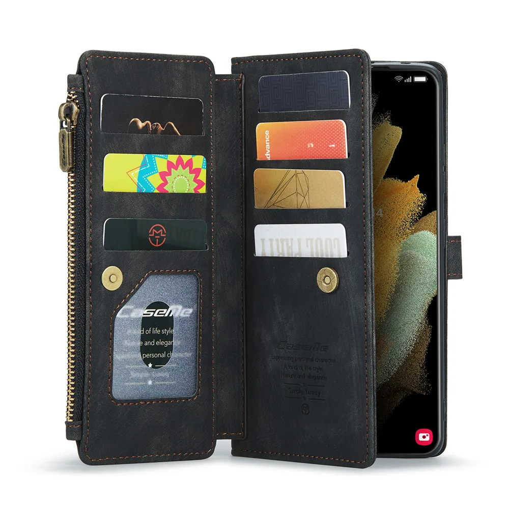 Фото Кожаный чехол-бумажник на молнии для Samsung Galaxy S8 S9 S10 S20 S21 FE Note 20 10 Plus Ultra A12 A22 A32 A51 A71 A52 A72 A50 A30S №2