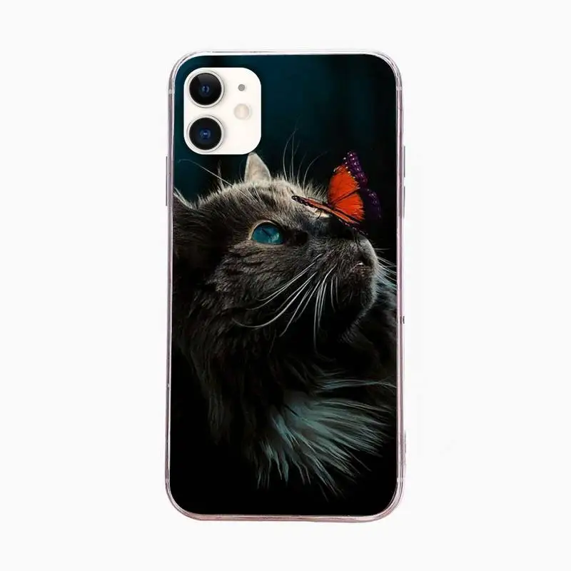 

Cute Black Cat Phone Case For Iphone 6 6s 7 8plus X Xr 11 12 Mini Pro Max Fundas Cover