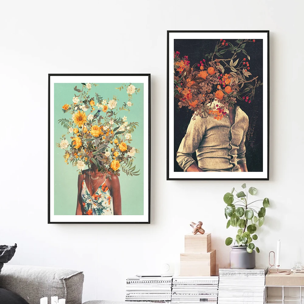 

5D DIY Poured Glue Diamond Painting Kits With AB Drill Scalloped Edge Art Print Canvas Roots And Flower Wall Art Room Decoration