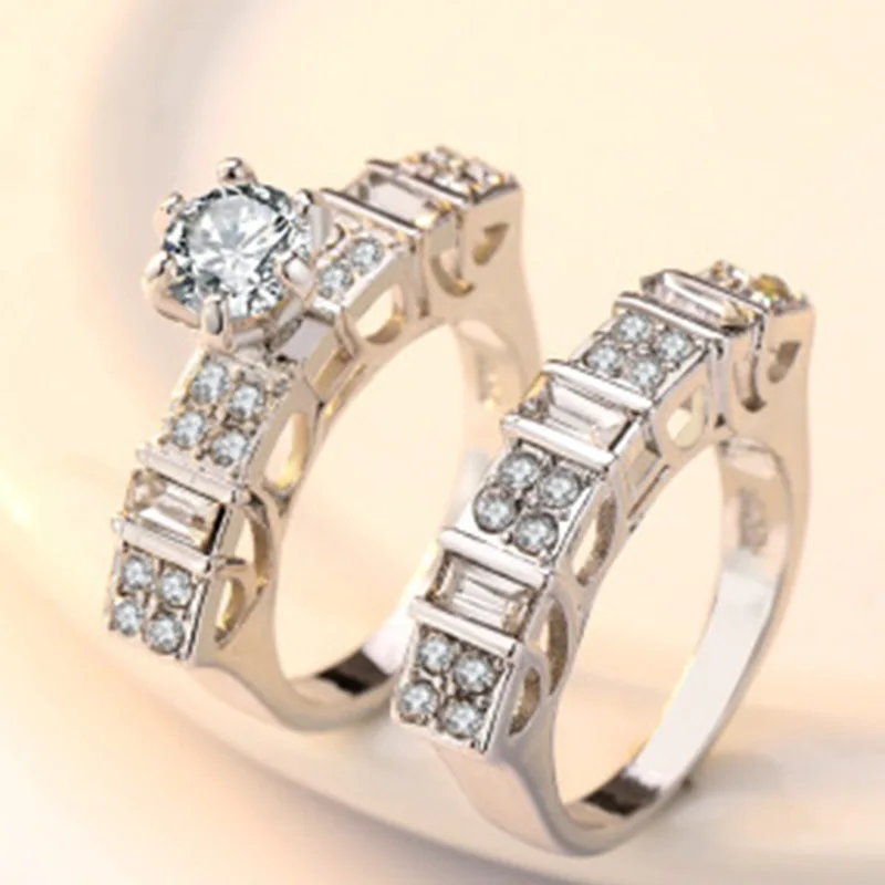 

Milangirl Luxury Brand Fashion Color Bridal Set Ring for Women Wedding/Engagement Rings Inlaid With AAA Zircon Crystal