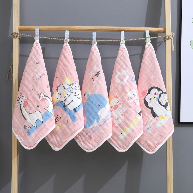 

5pcs/lot 6 layer Muslin Squares Towel Cotton Baby Towel Handkerchief Kids Infant Wipe Cloth Newborn Baby Face Towel Bibs Feeding