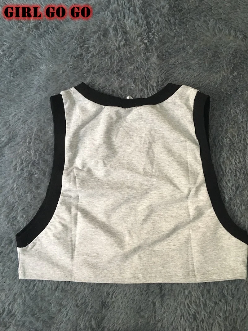 

2 piece set women gray crop top vest pants sleeveless drawstring tracksuit sweatsuit outfit sporty workout fitness active wear
