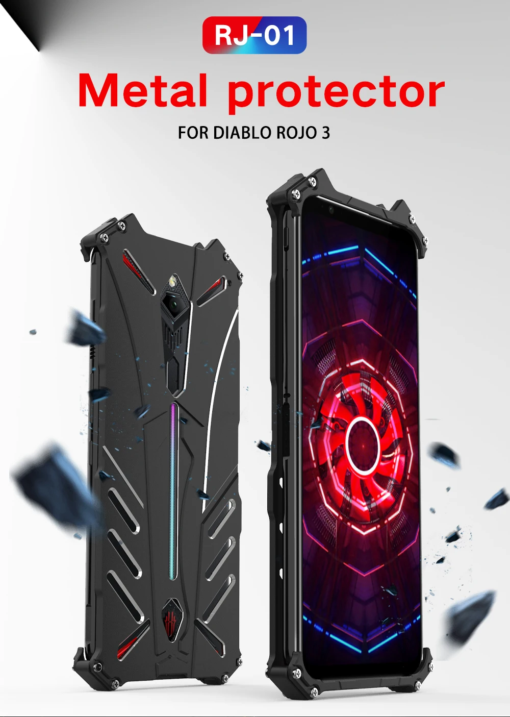 for ZTE Nubia Red Magic 3 DIABLO ROJO Devil 3S BATMAN Luxury Doom Heavy Duty Armor Metal Aluminum Phone Cases | Мобильные телефоны