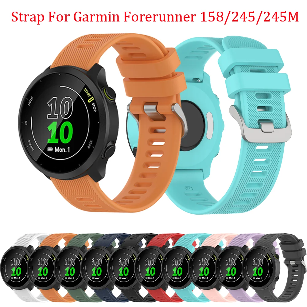 

Ремешок силиконовый 20 мм для часов Garmin Forerunner 158/245/645/Vivoactive HR/Vivoactive 3/Samsung Galaxy Watch Active 2 40 мм 44 мм