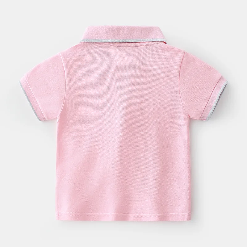 Детская летняя хлопковая Однотонная рубашка-поло с короткими рукавами для