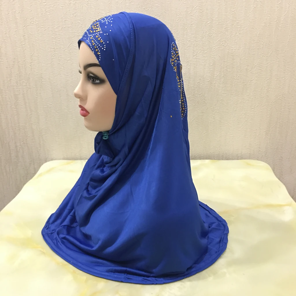 

H22 beautiful muslim girls hijab with stones chains pull on amira islamic scarf head wrap headscarf shawls