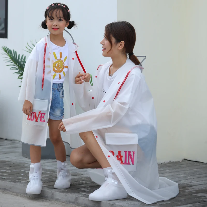 Прозрачный дождевик EVA длинный плащ для женщин куртка ветровка пончо от дождя