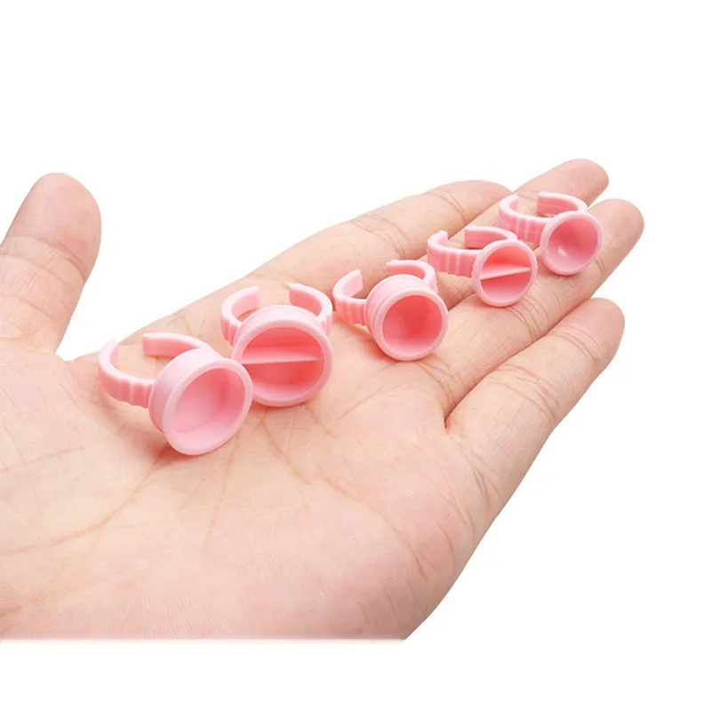 

Wholesale 100Pcs Disposable Eyelashes Extension Glue Rings Eyelash Extension Glue Holder Pallet Glue Container Tattoo Pigment