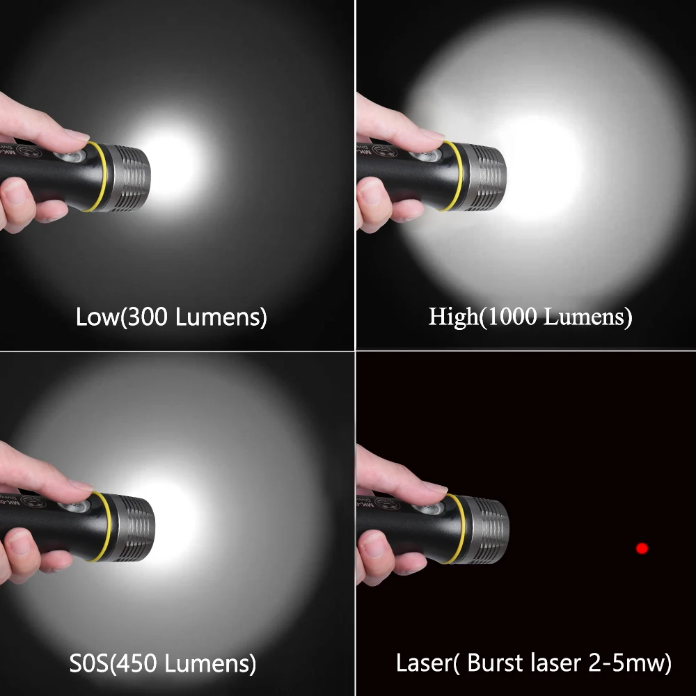 1000lums Профессиональный Дайвинг фонарик Портативный подводное погружение фонарь