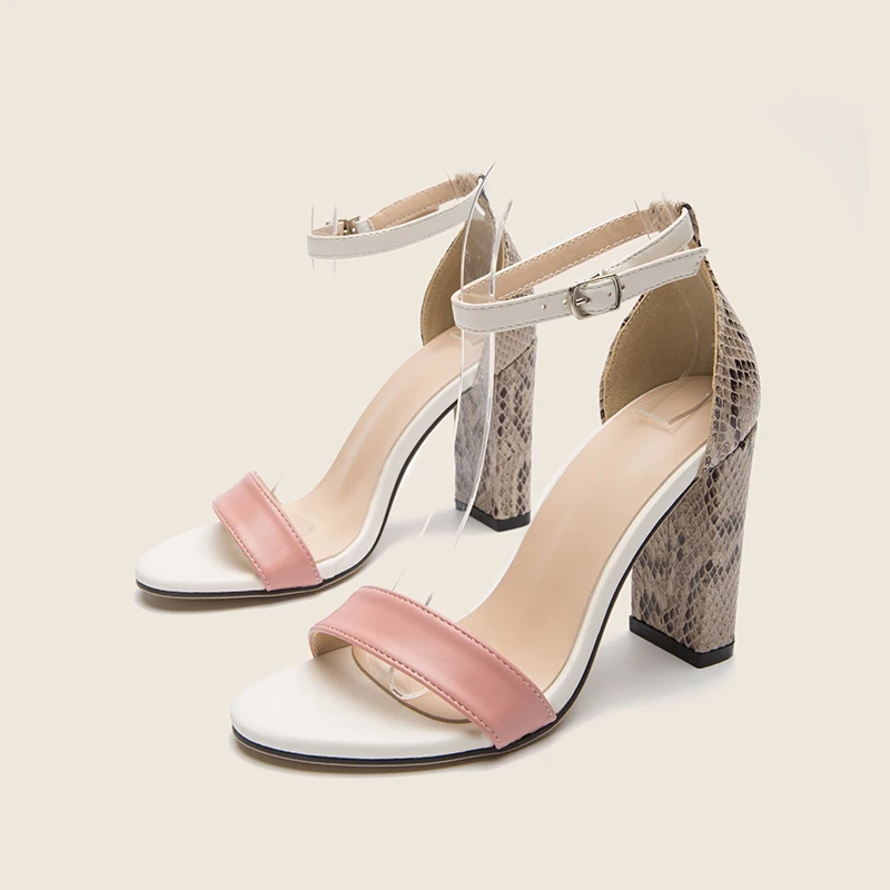 

Fashion High Heels Sandals Sexy Open Toes Shoes Woman Summer Autumn Snakeskin Ladies Sandals With Strap Footwear