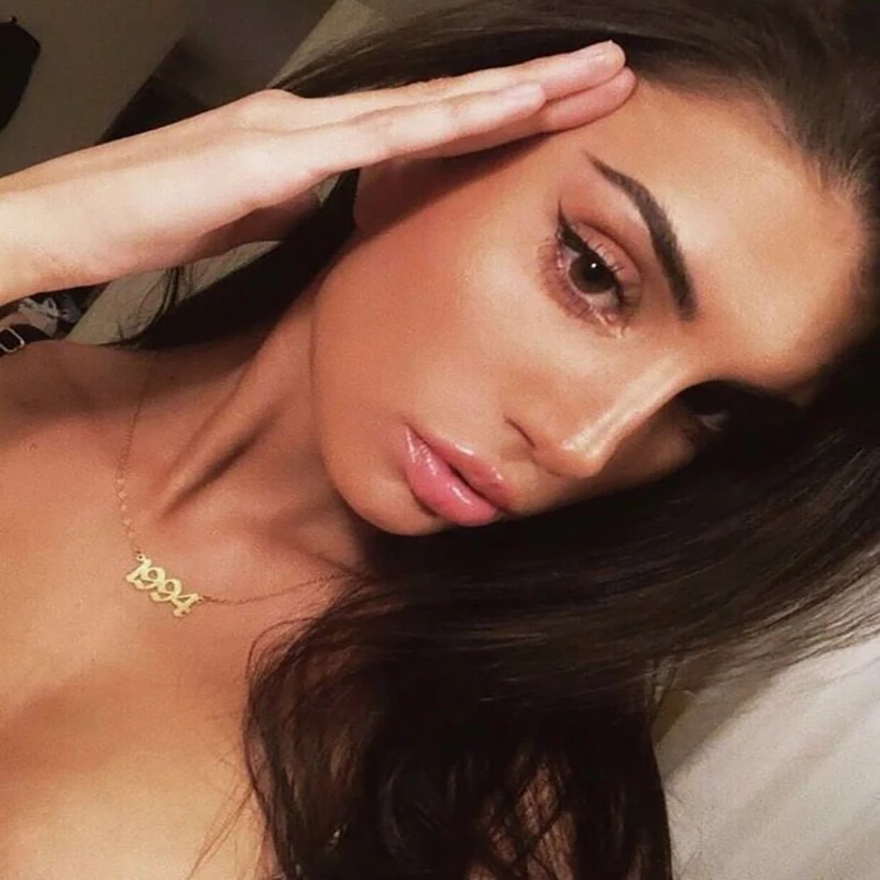 Женская Длинная цепочка под заказ золотистая с цифрами подарок на день рождения