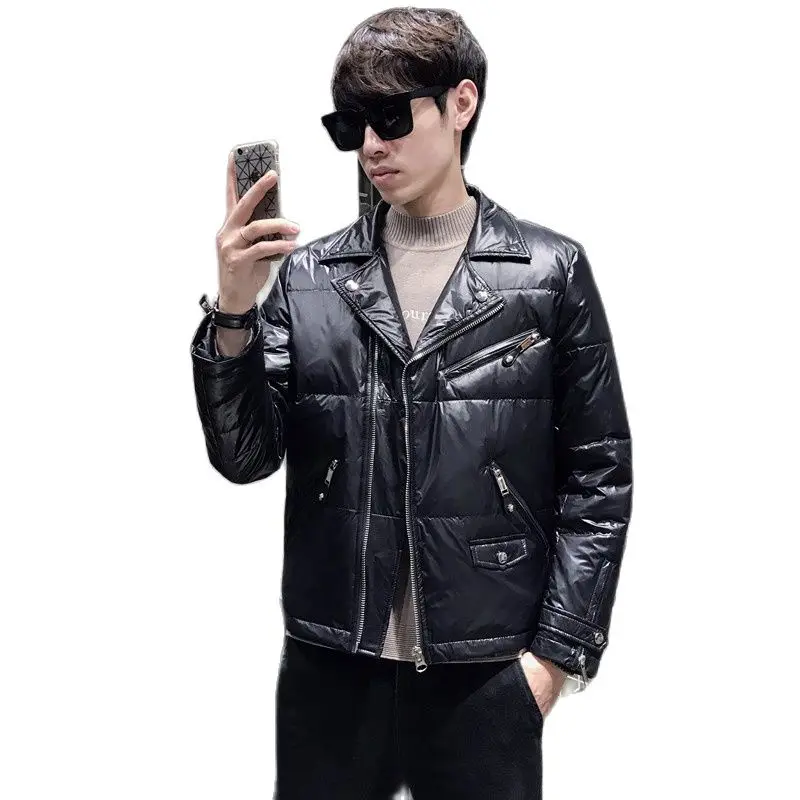 

Парка мужская зимняя, однотонная утепленная куртка с V-образным вырезом, пуховая парка, повседневная верхняя одежда