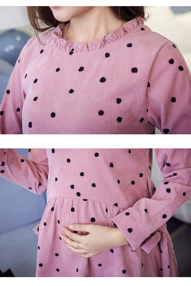 

2019 New Pregnant Women Wear Fashion Loose Mid-length Maternity Dress Spring and Autumn Top Pregnant Hot Mom